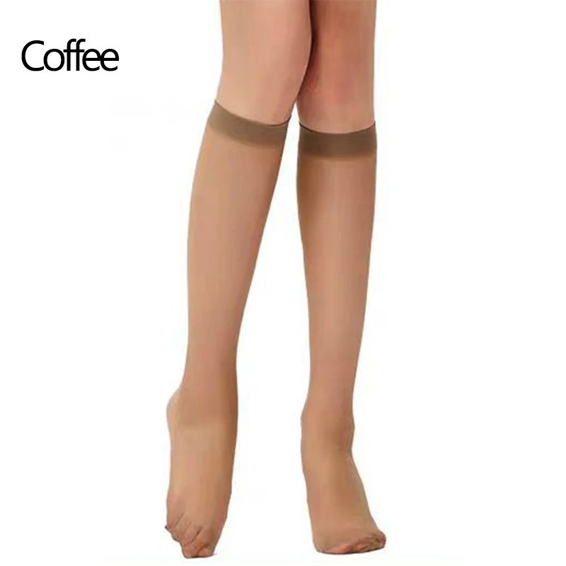 1/2/3/5/6Pairs Black/Flesh/Grey/Coffee color Calf Socks,Semi Sheer All-match Knee High Socks,Women's Stockings & Hosiery
