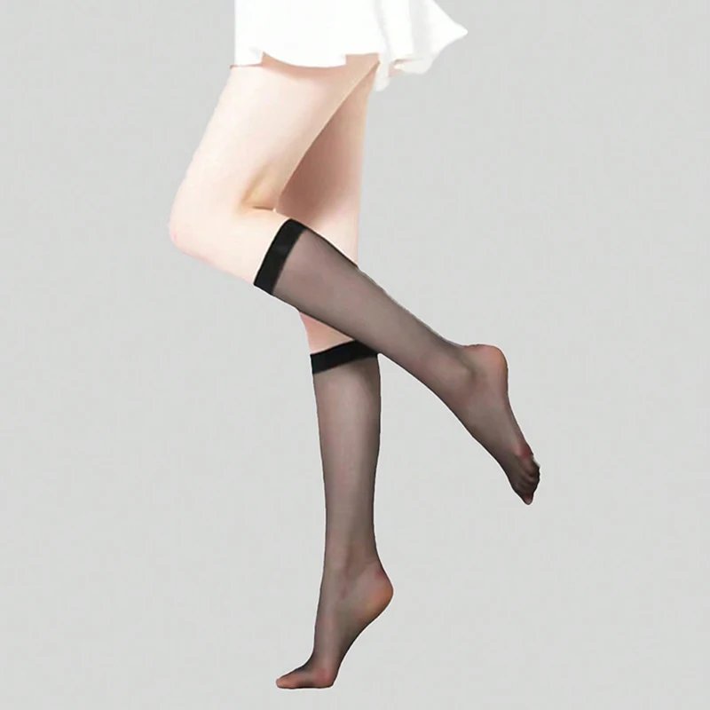 1/2/3/5/6Pairs Black/Flesh/Grey/Coffee color Calf Socks,Semi Sheer All-match Knee High Socks,Women's Stockings & Hosiery