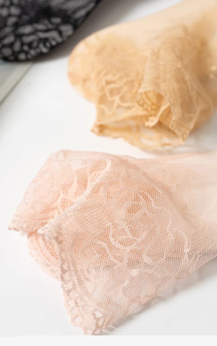 5 Pairs/Lot Lolita Women Invisible Lace Socks Thin Ladies Lace Boat Socks Hollow Non-slip Shallow Transparent Socks Women