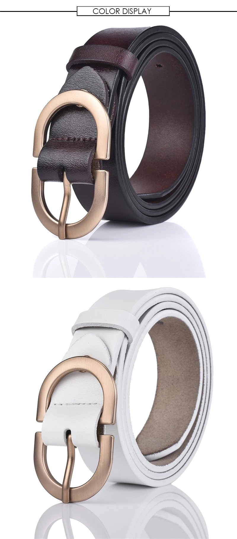 VATLTY Official Authentic Woman Leather Belt Golden Alloy Buckle Natural Cowhide Ladies Jeans Belt Trousers Belt Female ZK105