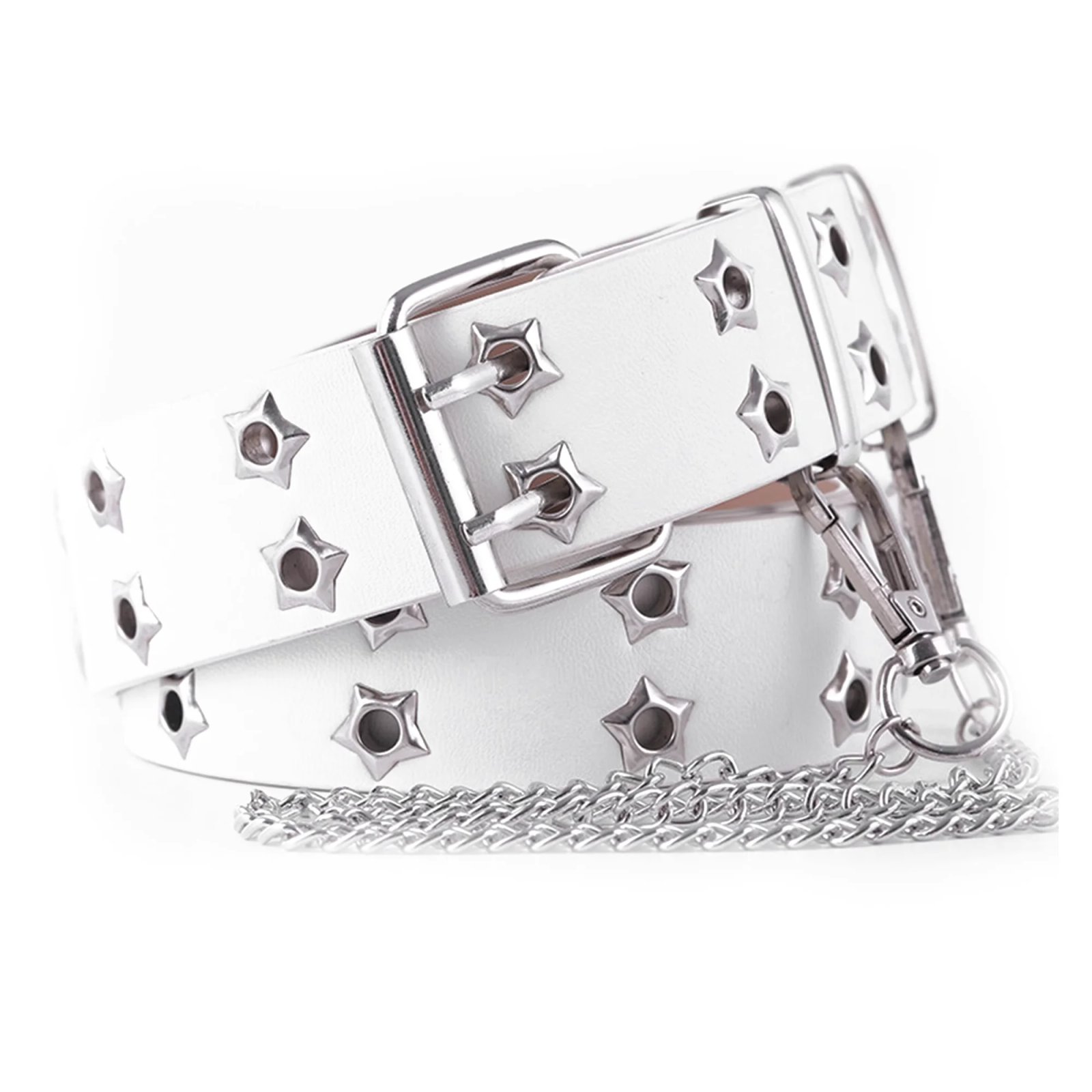 Women's Belt  Large size Double Hole Men Belt Punk Hip Hop Rock Style Subculture Y2K Belt Punch Free Belt for Men and Women