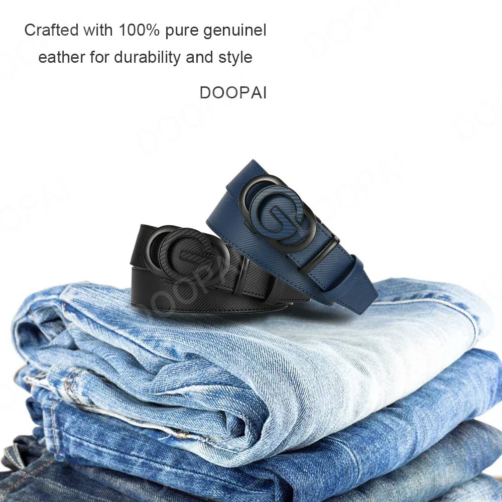 Men Belt Genuine Leather Automatic Buckle Famous Brand Belt for Men's High Quality Buckle Work Business Black Cowskin Business