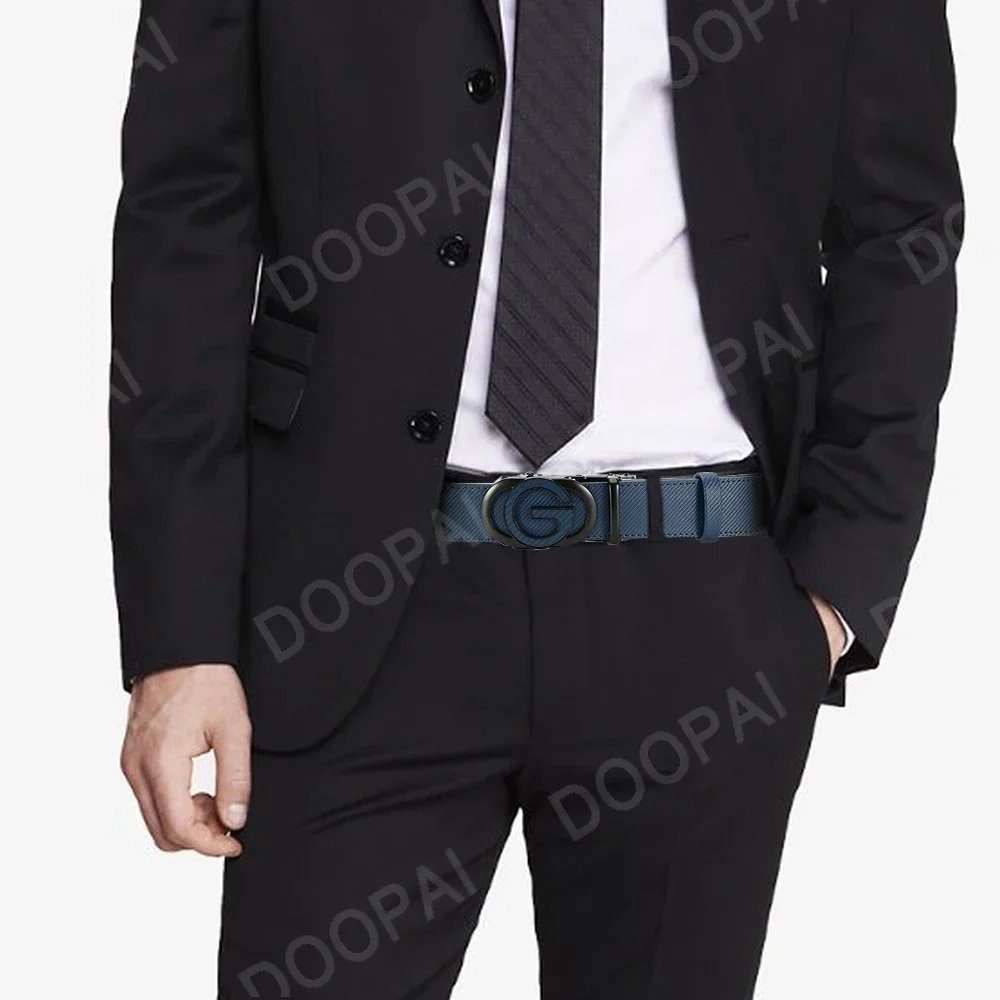 Men Belt Genuine Leather Automatic Buckle Famous Brand Belt for Men's High Quality Buckle Work Business Black Cowskin Business