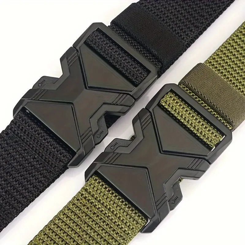 2PC Men Belt Army Outdoor Hunting Tactical Outdoor Mountaineering Multifunctional Tactical Nylon Canvas Woven Trouser Belt