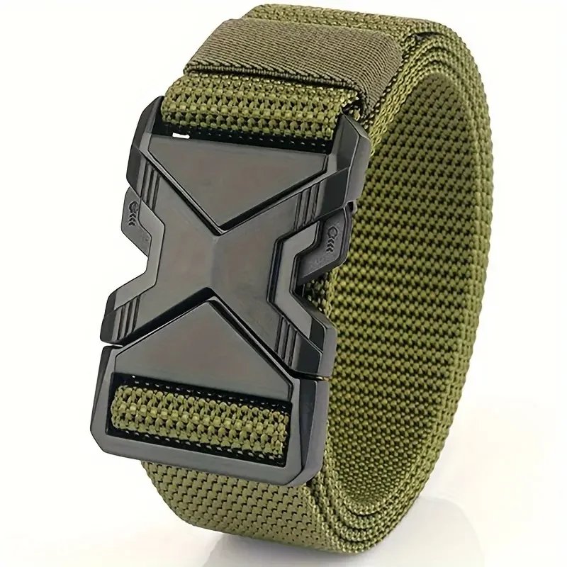 2PC Men Belt Army Outdoor Hunting Tactical Outdoor Mountaineering Multifunctional Tactical Nylon Canvas Woven Trouser Belt