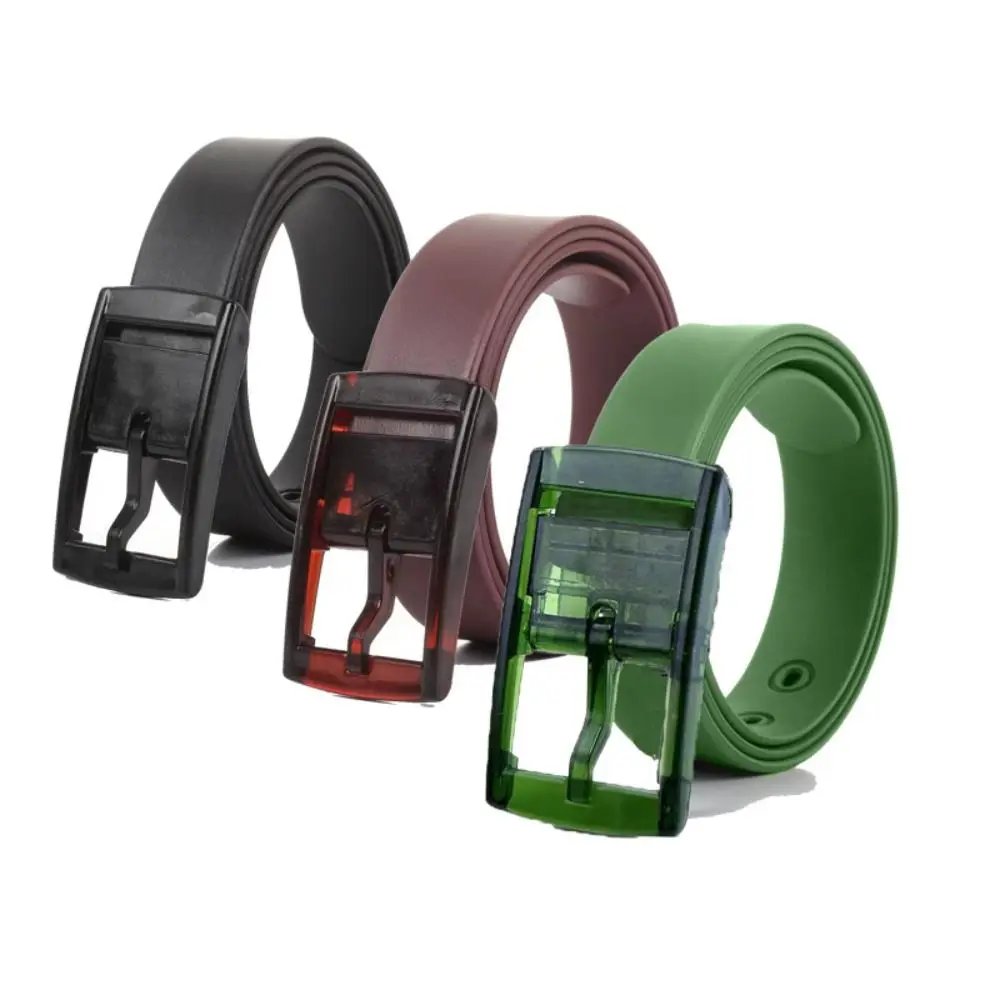 Silicone Belt Square Pin Buckle Belts for Jeans Pants Chic Metal free Waistband Luxury Brand Design