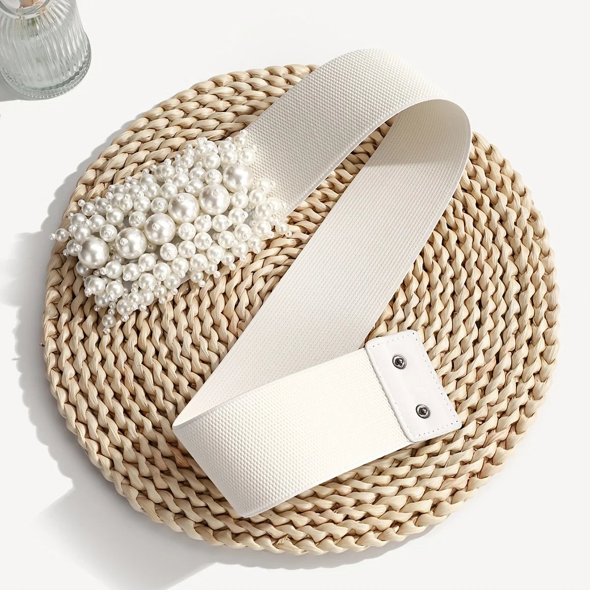 Beaded Elegant Elastic Waist Belt for Women - Casual Outing, Wedding, Party Accessory - Non-Washable Evening Dress Waistband