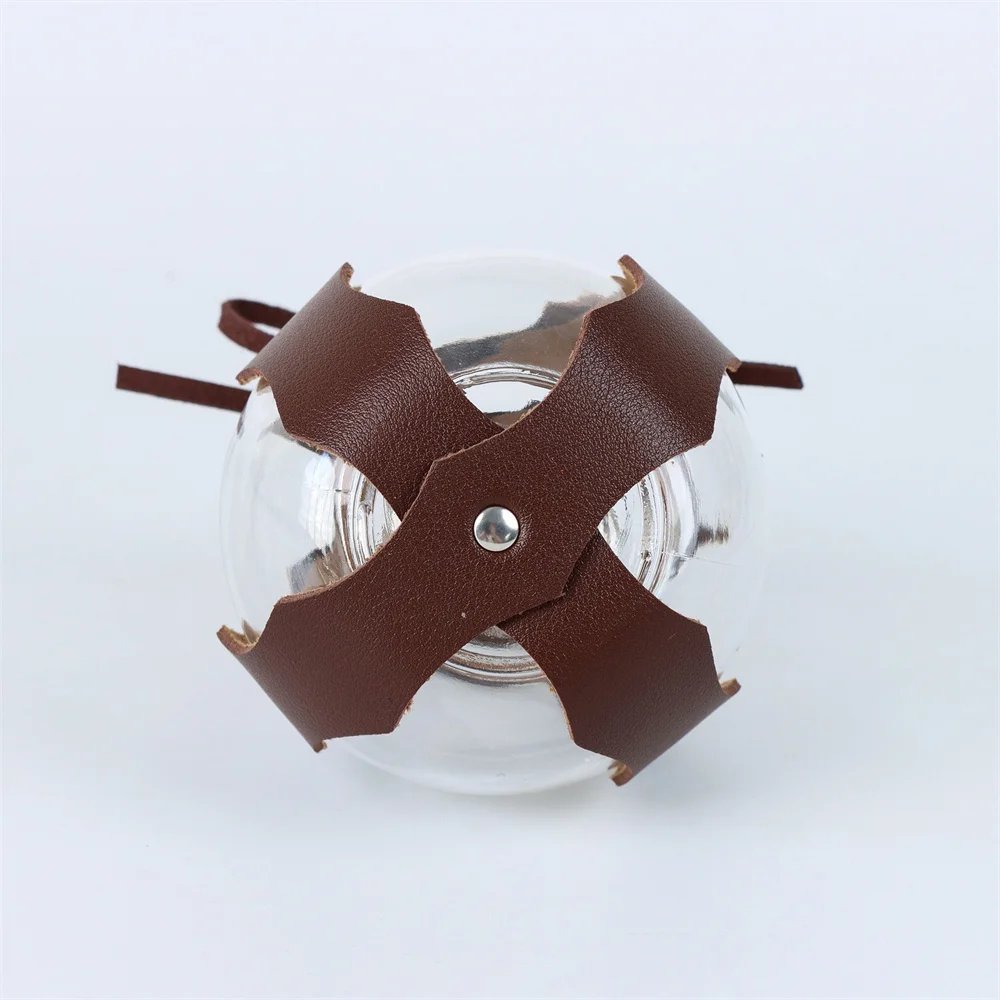 6PCS Medieval belt cosplay elf leaf embossed retro leather belt with potion glass magic bottle Viking knight Halloween belt