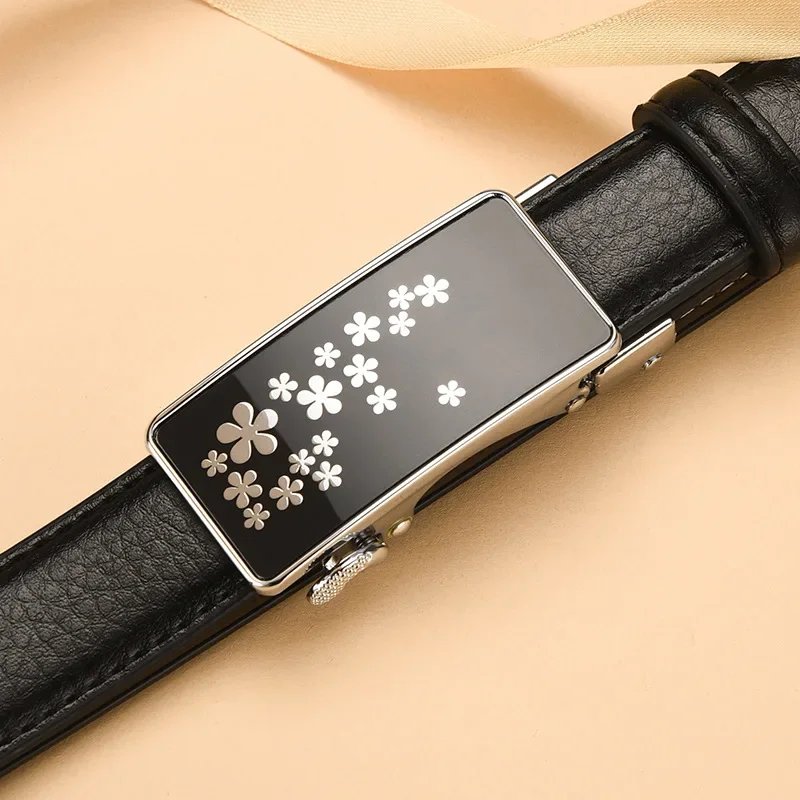 2025 New Red Automatic Buckle Belt Women's Fashion Belts White Black Cinturon Female Waistband 90cm-120cm