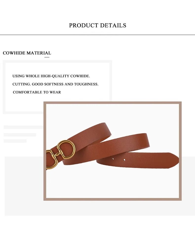 Europe and the United States fashion belt ladies smooth buckle leather belt women's models decorative suit jeans cowhide belt