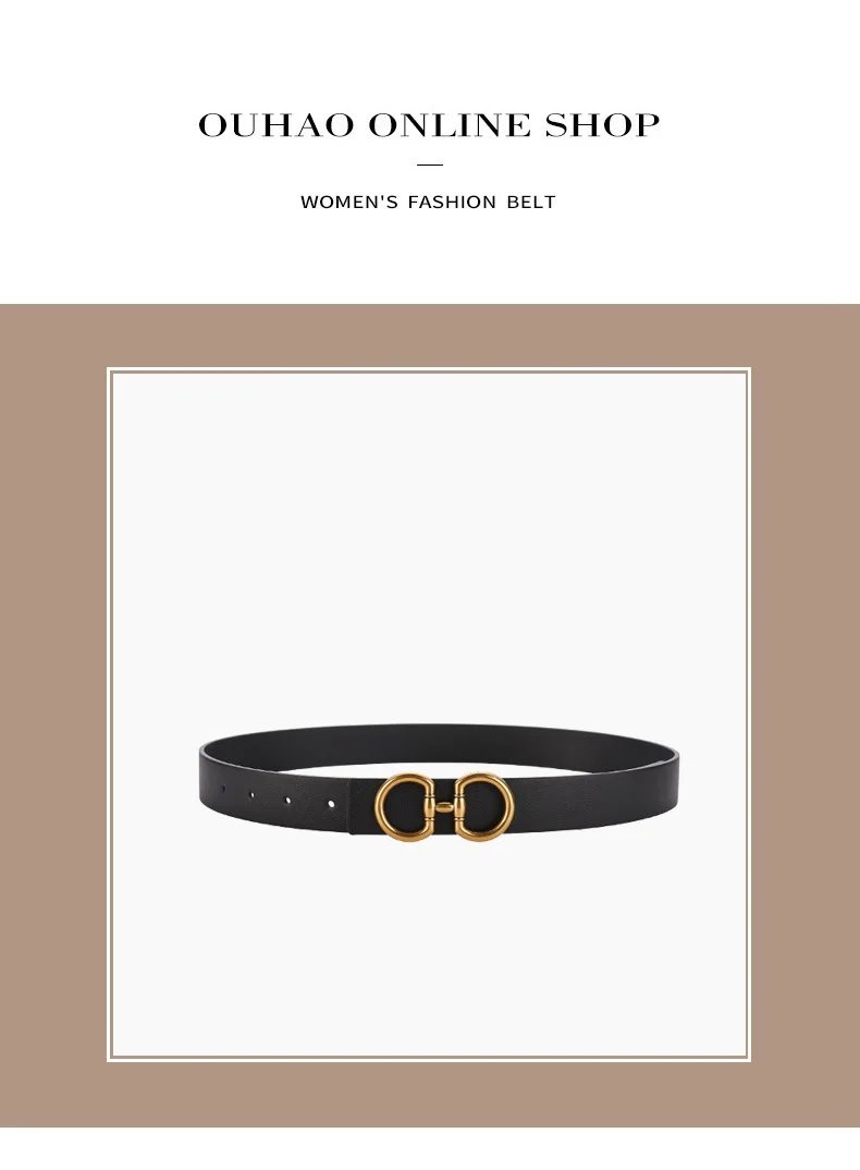 Europe and the United States fashion belt ladies smooth buckle leather belt women's models decorative suit jeans cowhide belt