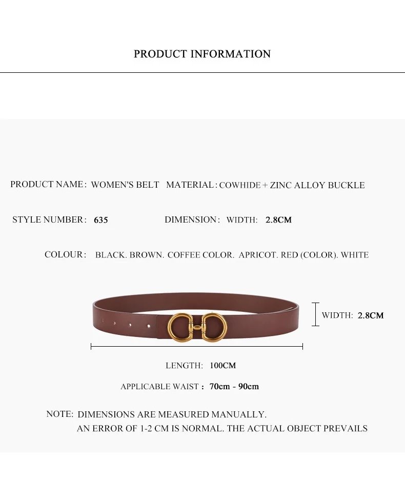 Europe and the United States fashion belt ladies smooth buckle leather belt women's models decorative suit jeans cowhide belt