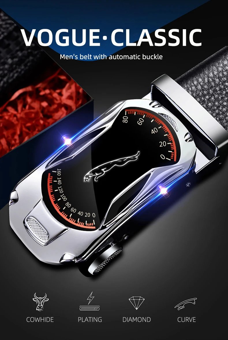 Belts for 3.5cm Width Sports Car Brand Fashion Automatic Buckle Black Genuine Leather Men's Jeans High Quality Waist Male Strap Belts for 3.5cm Width Sports Car Brand Fashion Automatic Buckle Black Genuine Leather Men's Jeans High Quality Waist Male Strap