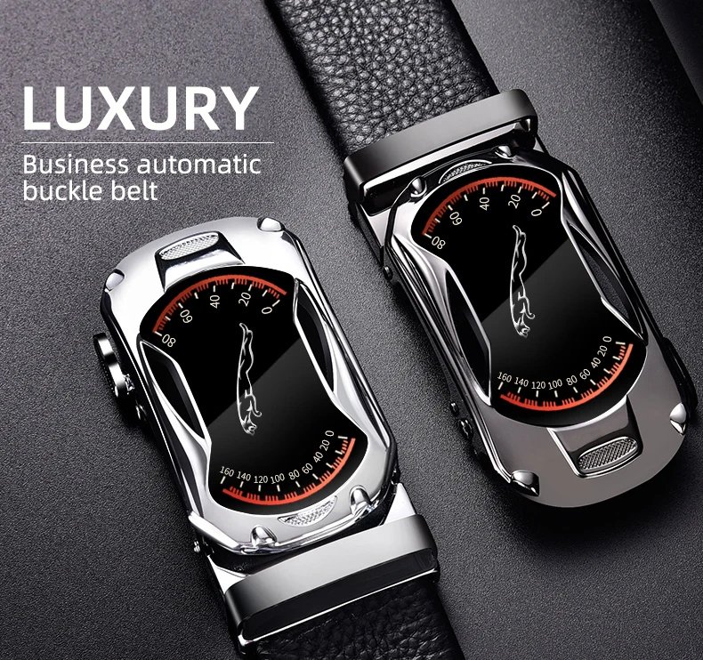 Belts for 3.5cm Width Sports Car Brand Fashion Automatic Buckle Black Genuine Leather Men's Jeans High Quality Waist Male Strap Belts for 3.5cm Width Sports Car Brand Fashion Automatic Buckle Black Genuine Leather Men's Jeans High Quality Waist Male Strap