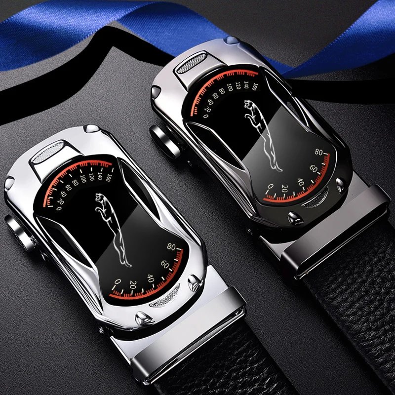 Belts for 3.5cm Width Sports Car Brand Fashion Automatic Buckle Black Genuine Leather Men’s Jeans High Quality Waist Male Strap Belts for 3.5cm Width Sports Car Brand Fashion Automatic Buckle Black Genuine Leather Men's Jeans High Quality Waist Male Strap