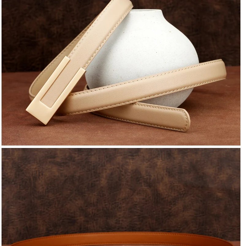 Simple Women Genuine Leather Belt Vintage Female Thin Waistband Gold Metal Buckle Dress Coat Jeans Decor Waist belts