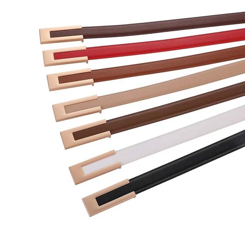 Simple Women Genuine Leather Belt Vintage Female Thin Waistband Gold Metal Buckle Dress Coat Jeans Decor Waist belts Simple Women Genuine Leather Belt Vintage Female Thin Waistband Gold Metal Buckle Dress Coat Jeans Decor Waist belts