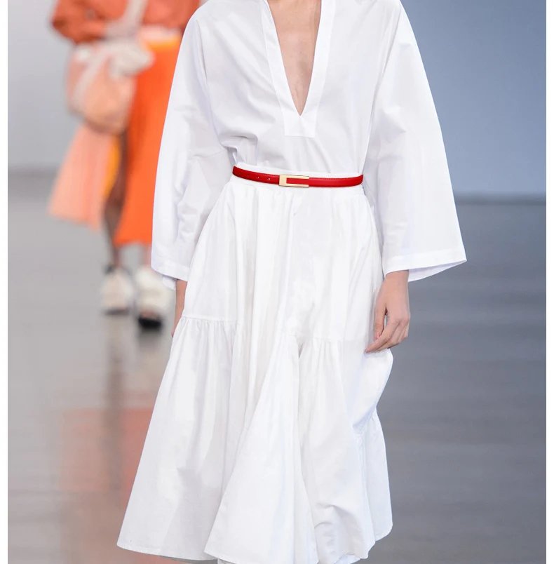 Simple Women Genuine Leather Belt Vintage Female Thin Waistband Gold Metal Buckle Dress Coat Jeans Decor Waist belts