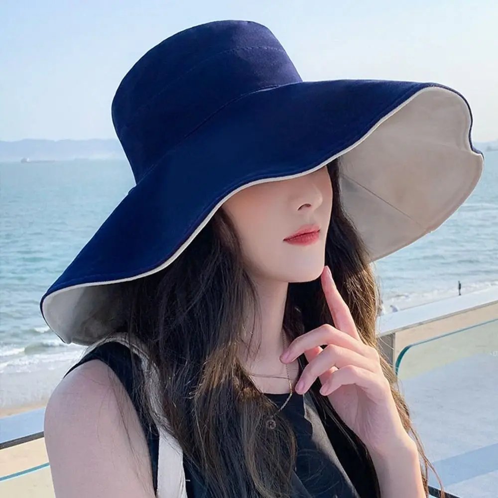 Anti-UV Big Brim Sunscreen Hats Caps Fisherman Cap Double-sided Foldable Bucket Hat for Women Girls Summer Sun Hat Visor Anti-UV Big Brim Sunscreen Hats Caps Fisherman Cap Double-sided Foldable Bucket Hat for Women Girls Summer Sun Hat Visor