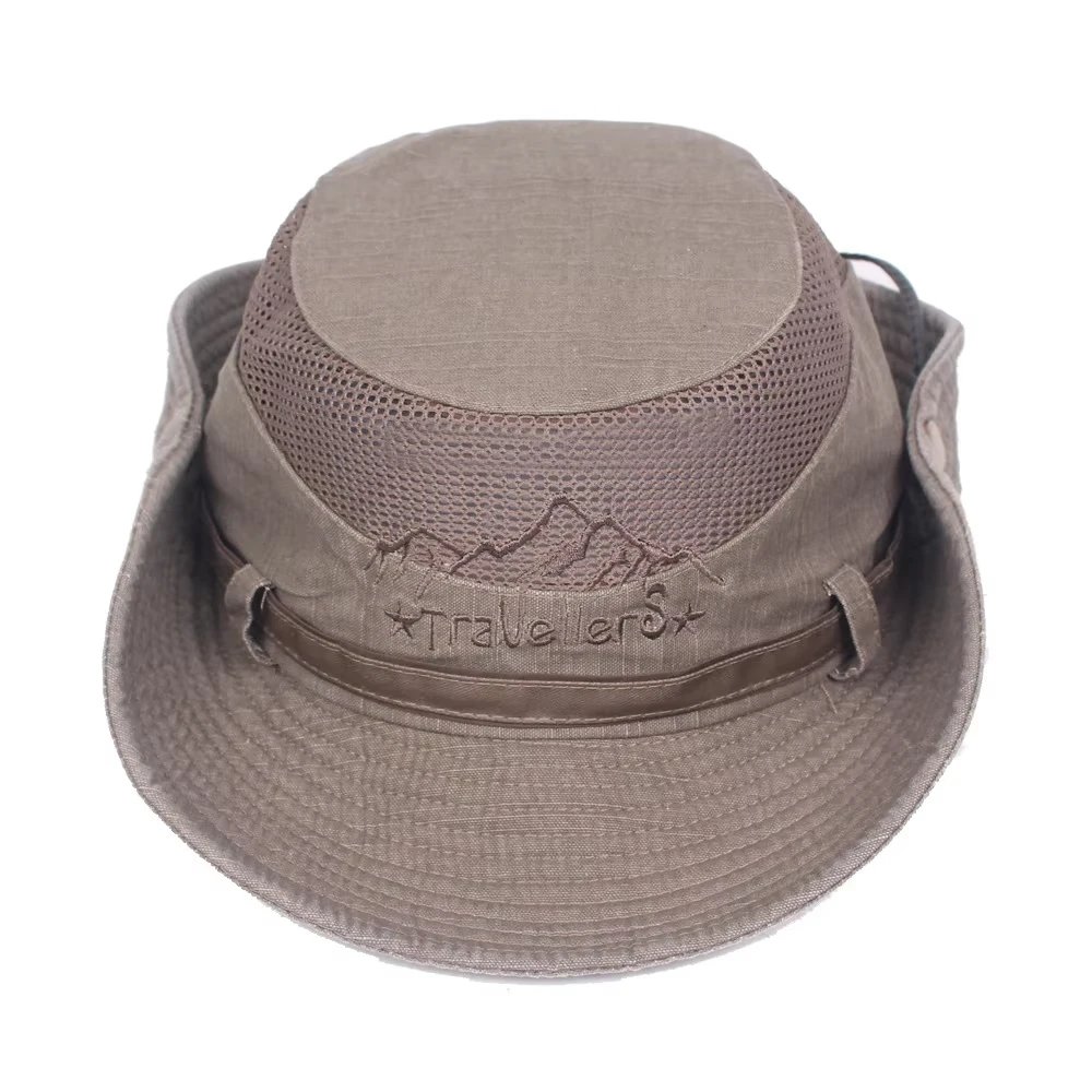 Outdoor Bucket Hat Men Summer Breathable Panama Cap Cotton Jungle Fishing Mesh Hat Hiking Beach Sun Protector Caps For Men's