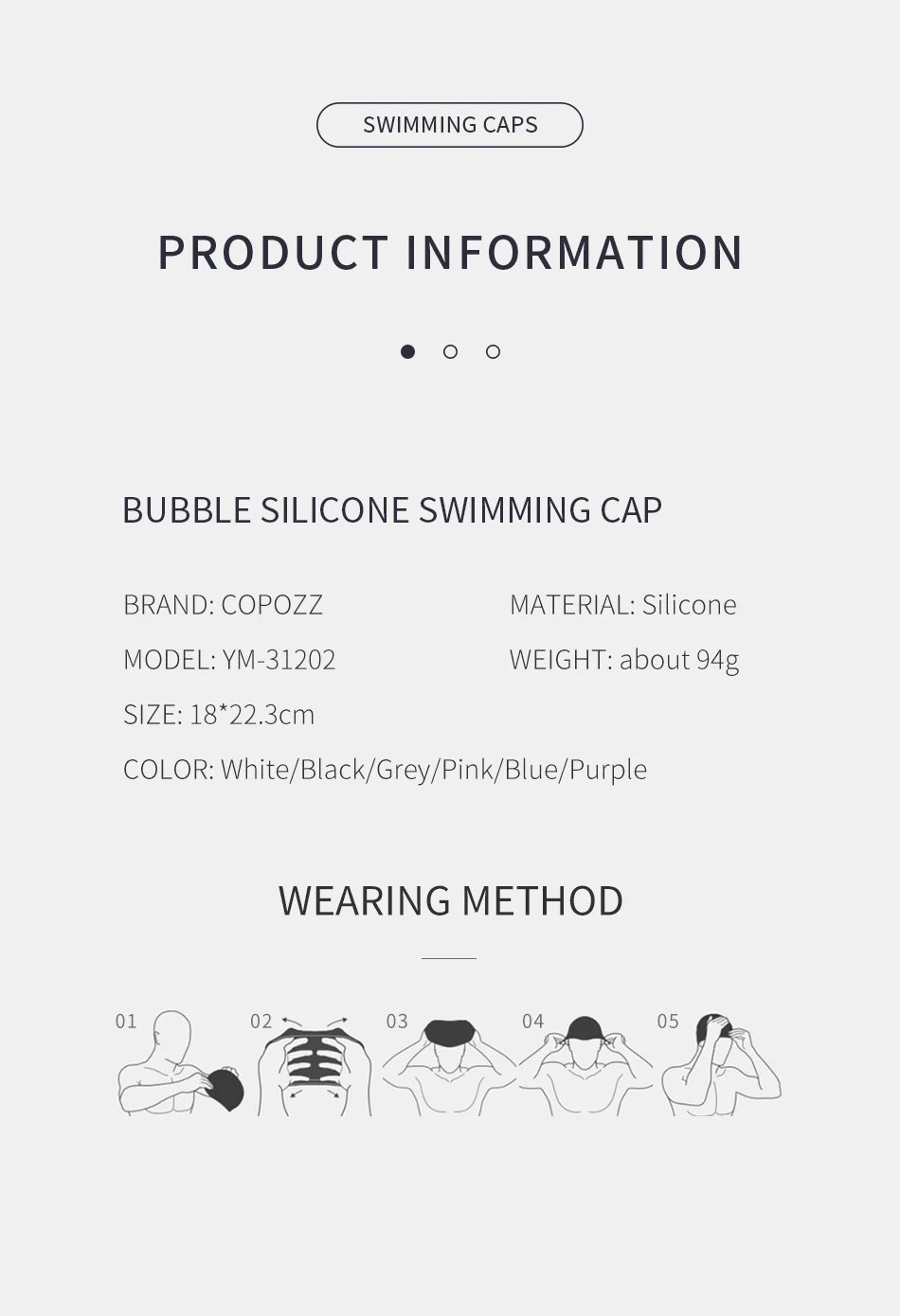 Summer Pure Color Particle Swimming Cap High Elastic Silicone Waterproof Ears Protection Swim Pool Hat for Men Women Adults