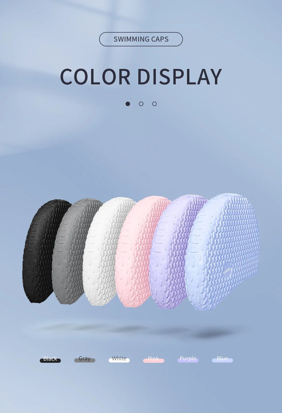 Summer Pure Color Particle Swimming Cap High Elastic Silicone Waterproof Ears Protection Swim Pool Hat for Men Women Adults