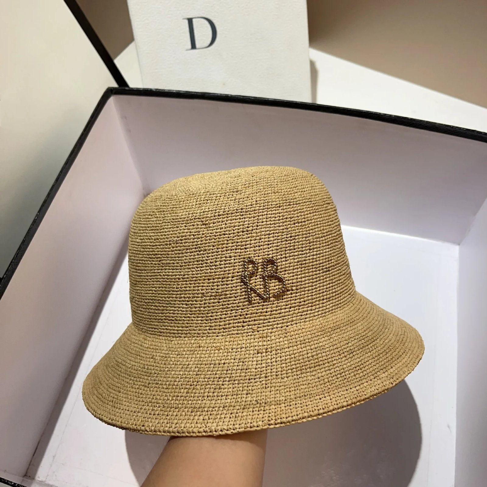 Designer  Raffia Straw Bucket Hat Women Summer Bikini Beach Hat Female Korean Travel Sun Protection Breathable Fisherman Hat
