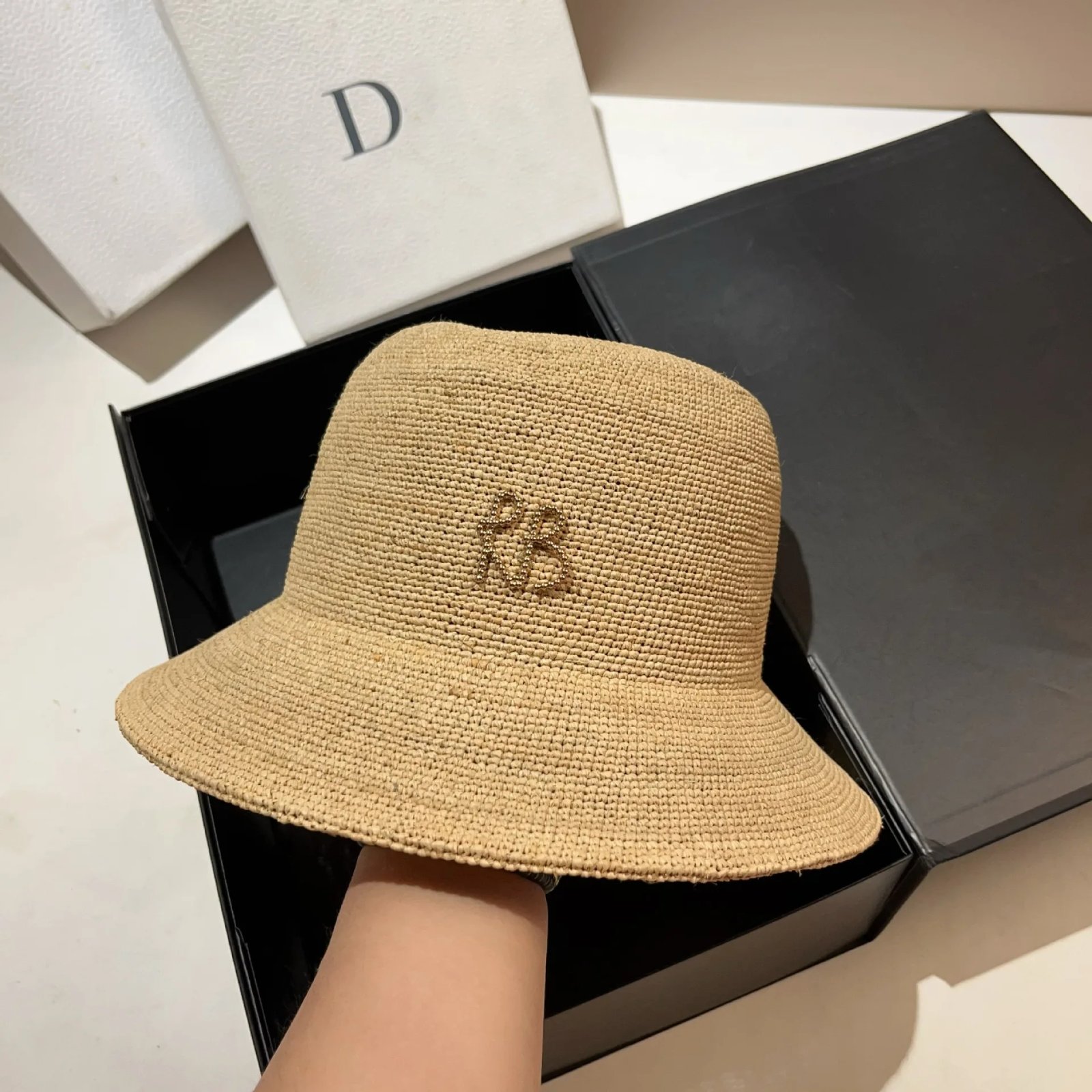 Designer  Raffia Straw Bucket Hat Women Summer Bikini Beach Hat Female Korean Travel Sun Protection Breathable Fisherman Hat