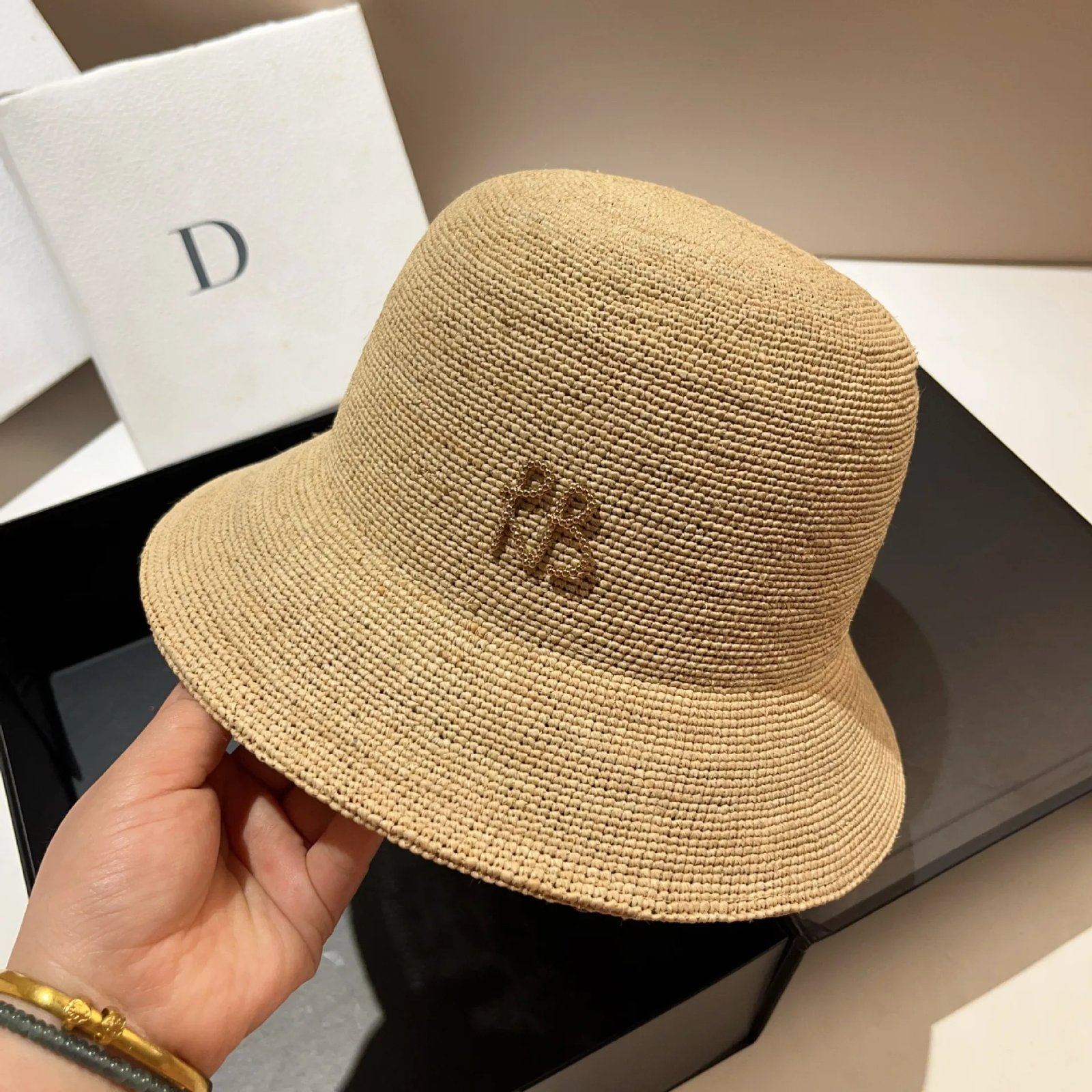 Designer  Raffia Straw Bucket Hat Women Summer Bikini Beach Hat Female Korean Travel Sun Protection Breathable Fisherman Hat