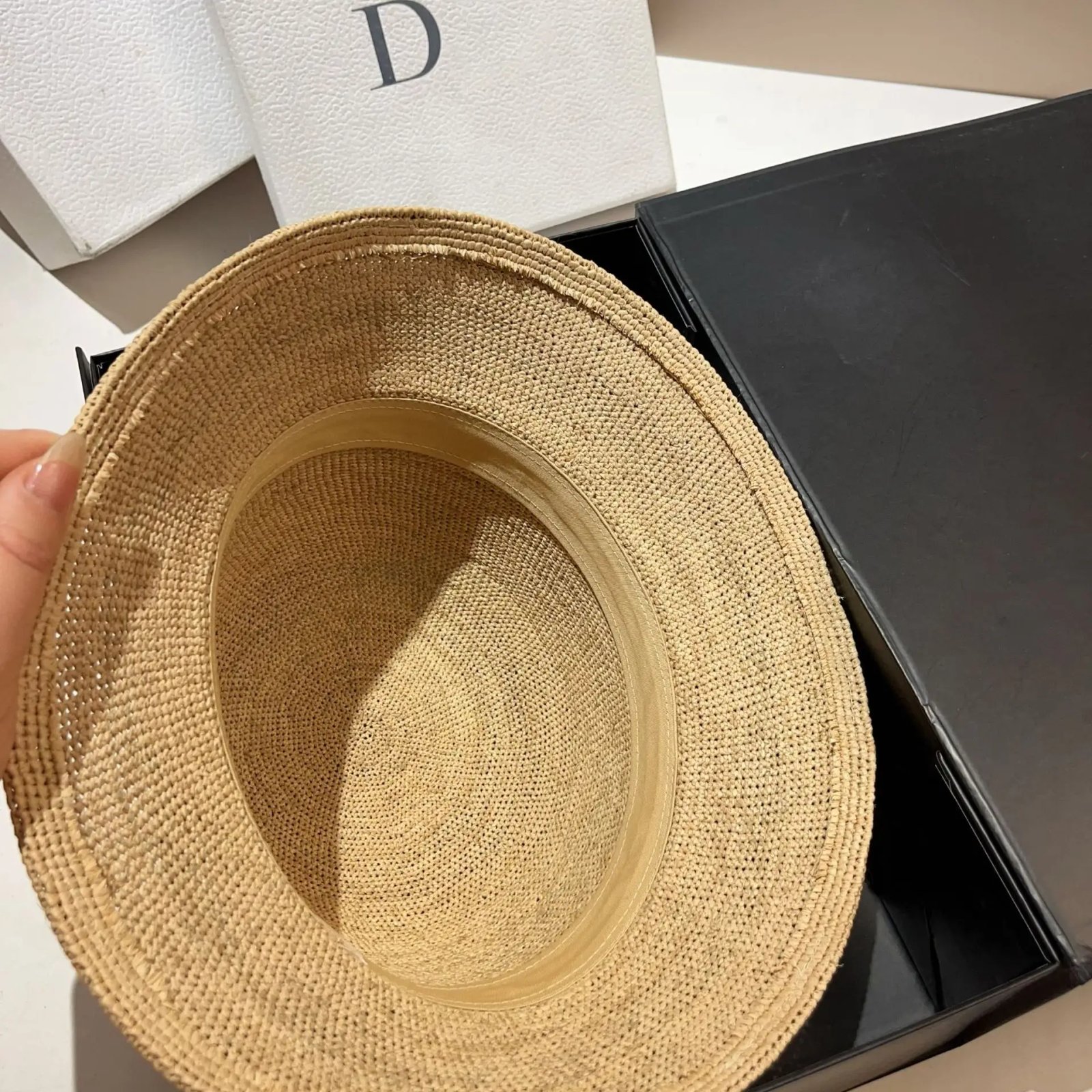 Designer  Raffia Straw Bucket Hat Women Summer Bikini Beach Hat Female Korean Travel Sun Protection Breathable Fisherman Hat