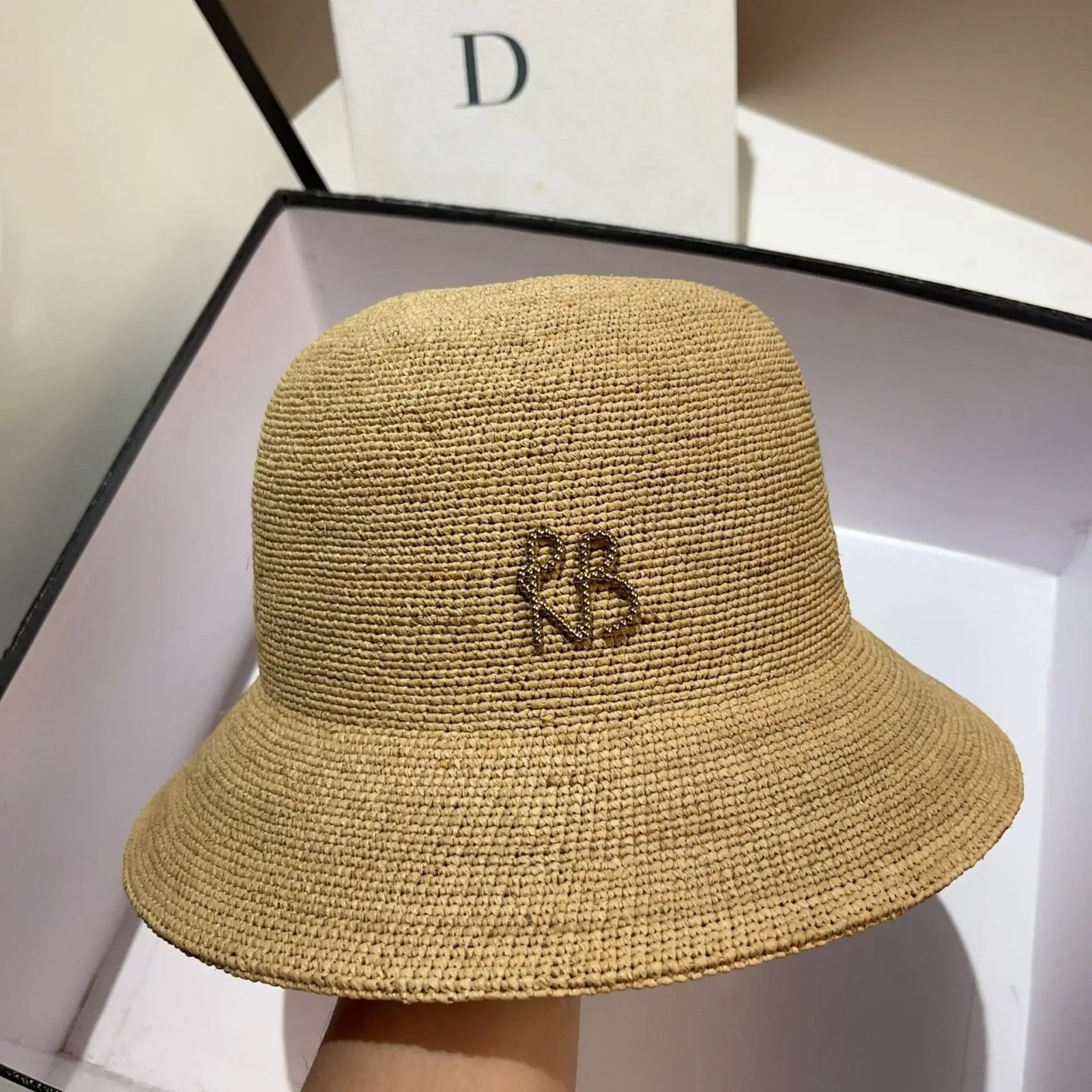 Designer  Raffia Straw Bucket Hat Women Summer Bikini Beach Hat Female Korean Travel Sun Protection Breathable Fisherman Hat