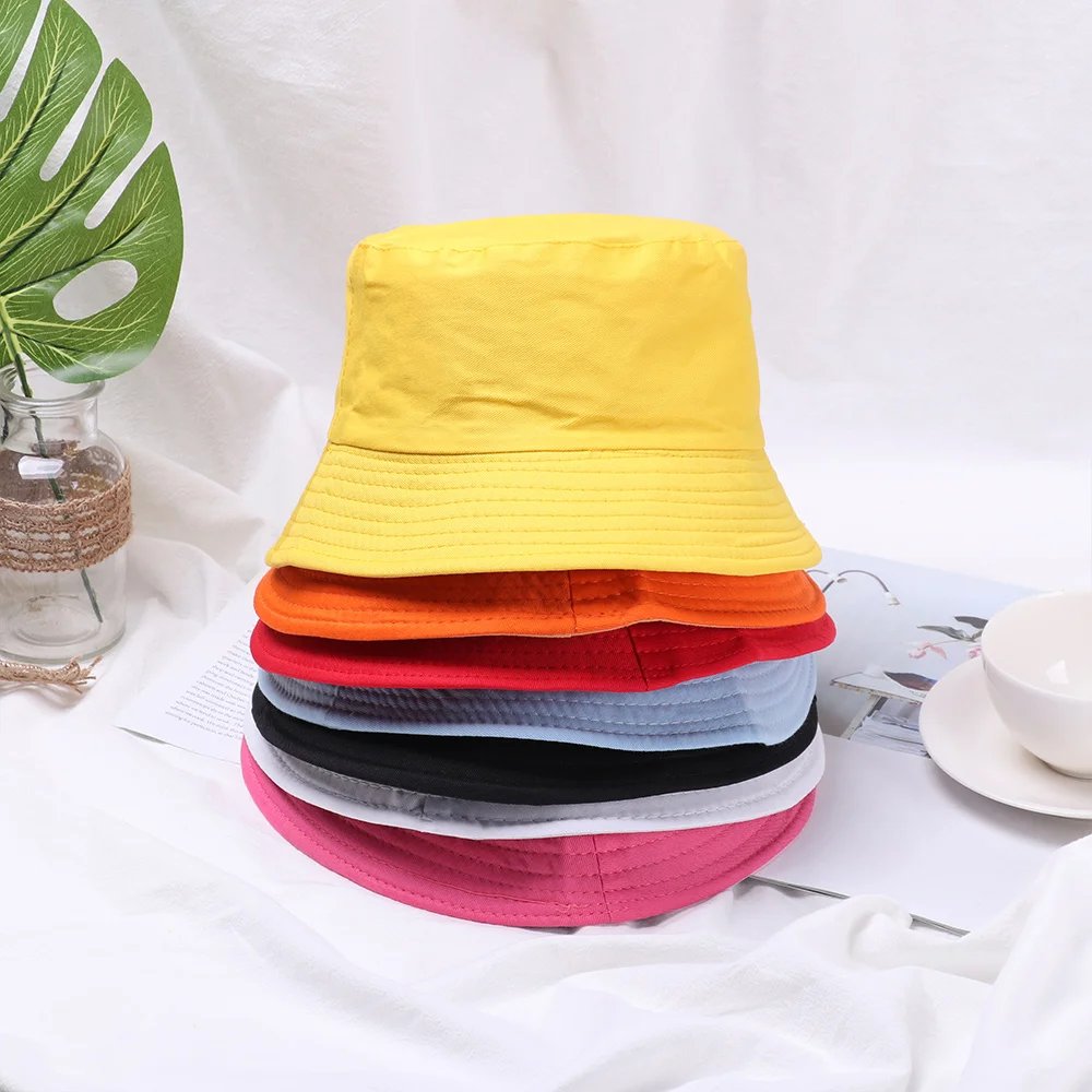 Fisherman Cap Fashion Candy Color Sun Cap Unisex Casual Cotton Bucket Hat Spring Summer Outdoor Sunscreen Beach Cap Panama Hat