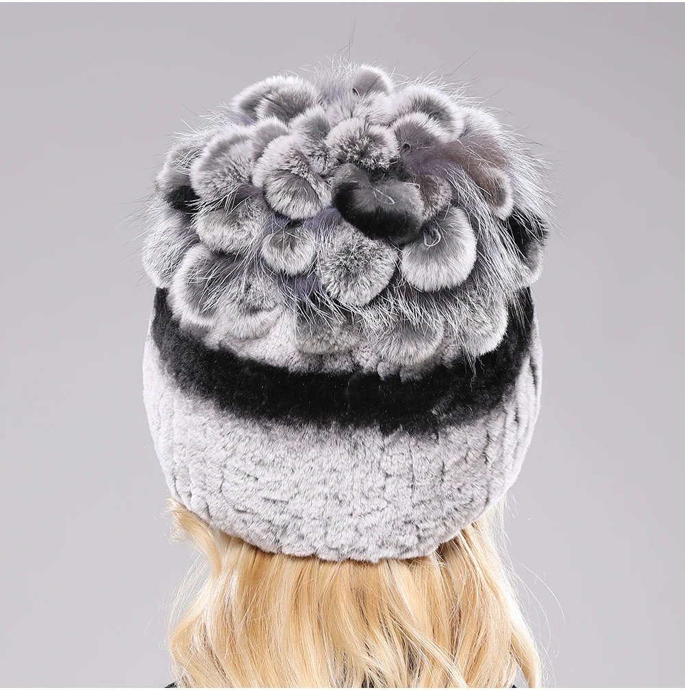 New Luxury Russia Winter Warm Real Fur Beanies Hat Women Real Natural Rex Rabbit Hat Good Elastic Knitted Rex Rabbit Fur Caps