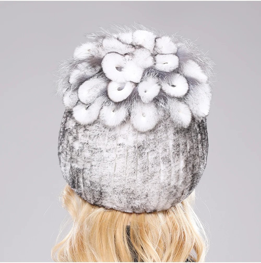 New Luxury Russia Winter Warm Real Fur Beanies Hat Women Real Natural Rex Rabbit Hat Good Elastic Knitted Rex Rabbit Fur Caps
