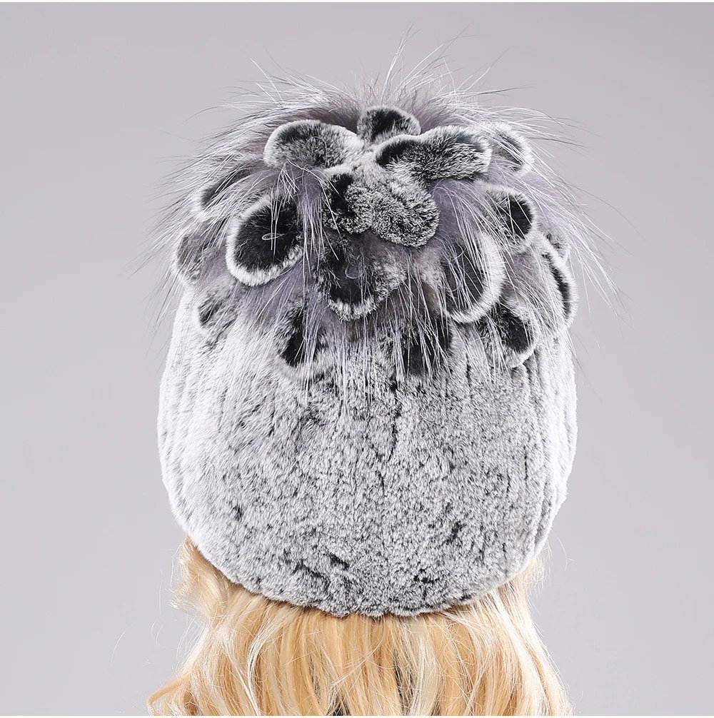 New Luxury Russia Winter Warm Real Fur Beanies Hat Women Real Natural Rex Rabbit Hat Good Elastic Knitted Rex Rabbit Fur Caps