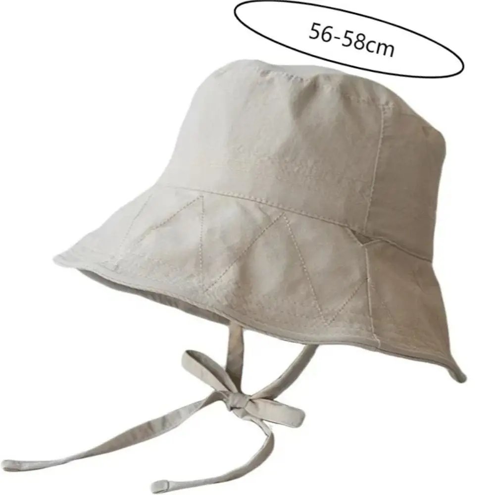 Windbreak Rope Fisherman Hat Solid Color Sunscreen Hat Summer Outdoor Thin Sunshade Basin Hat Lace-up Tie Bucket Cap