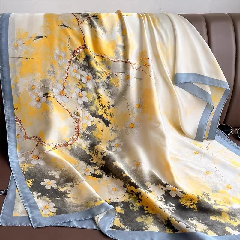 Spring Scarf Women's Luxury Design Polyester Material Smooth Scarf Soft Shawl Beach