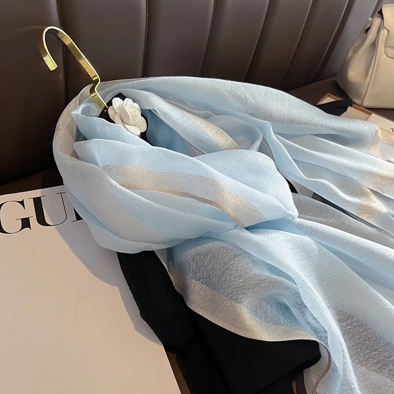 2023 Luxury Silk Shawl Scarf for Women Design Embroidery Flowers Hijab Wraps Bufandas Female Headkerchief Fouloud Echarpe