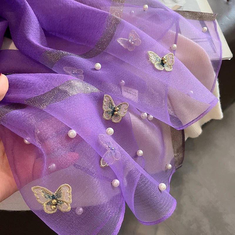 2023 Luxury Silk Shawl Scarf for Women Design Embroidery Flowers Hijab Wraps Bufandas Female Headkerchief Fouloud Echarpe