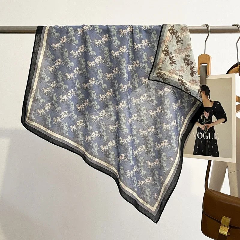 1 new cotton and linen hand feel temperament carriage small square scarf spring and summer new decoration scarf versatile shawl