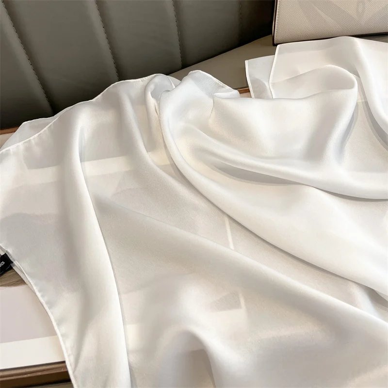 2024 Luxury Brand Spring Large Long Pashmina Women Scarf Solid Silk Shawl Wrap Lady Beach Fashion Female Bandana Cover Echarpe