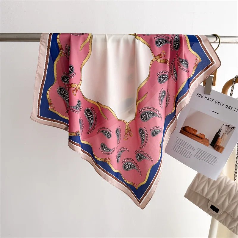 68cm Password Printed Scarf Women's Spring and Summer New Emulated Silk Scarf High-end Cashew Versatile Headscarf ScarfS Shawl