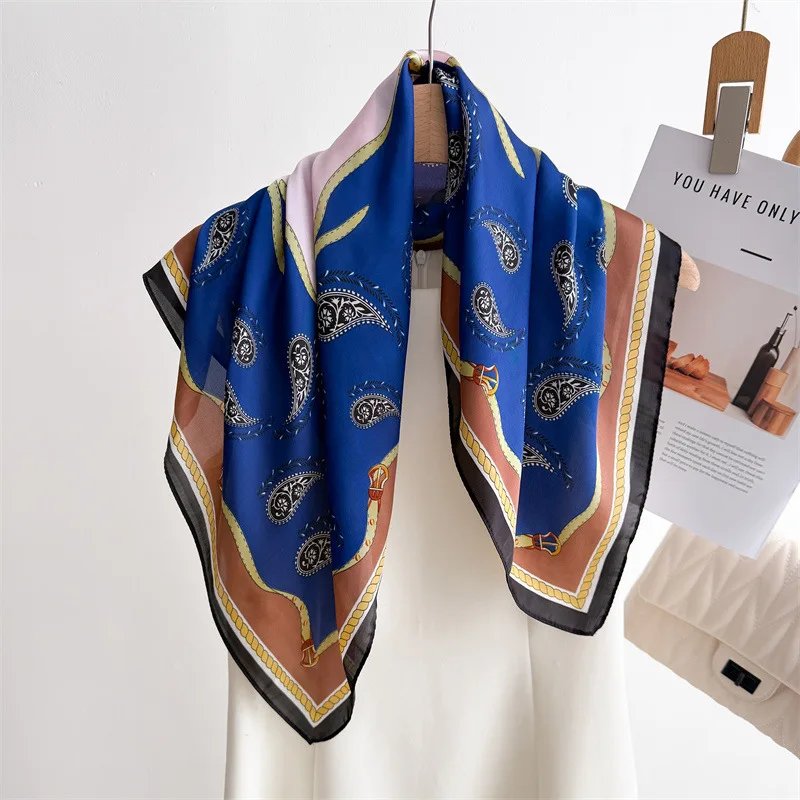 68cm Password Printed Scarf Women's Spring and Summer New Emulated Silk Scarf High-end Cashew Versatile Headscarf ScarfS Shawl