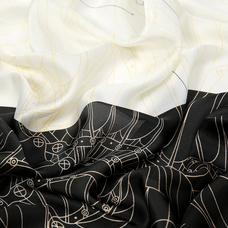 110cm Large Shawl Silk Square Scarf for Women Luxury Print Hijab Bandana Muslim Headband Wrap Beach Stoles Foulard Echarpe 2023