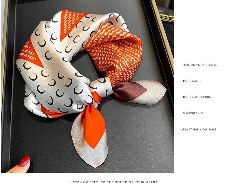 100% Natural Silk Square Scarf Women 2025 dot Print Small Bandana Hair Headscarf Ladies Neckscarf Real Silk Scarves Shawls Wraps