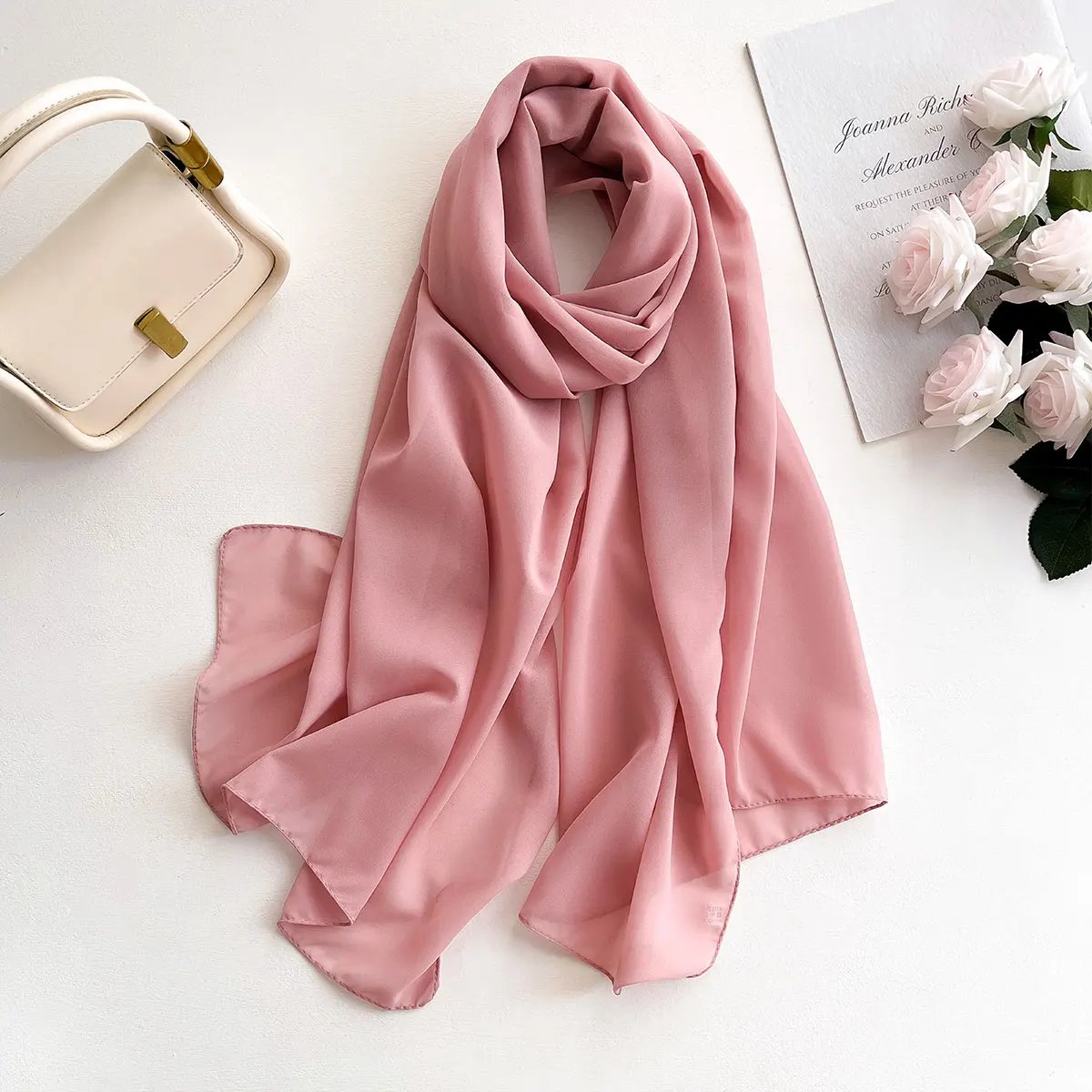 2025 New Elegant Modest Women Bubble Chiffon Solid Color Muslim Head Scarf Ladies Shawl and Wrap Female Foulard Hijab Stoles