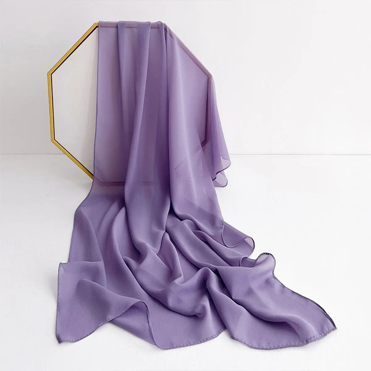2025 New Elegant Modest Women Bubble Chiffon Solid Color Muslim Head Scarf Ladies Shawl and Wrap Female Foulard Hijab Stoles