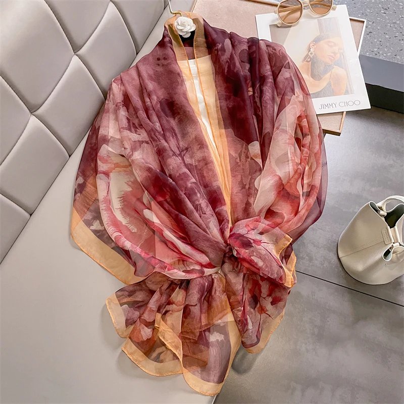 New Design Brand Scarf Fashion Small Broken Floral Bubble Chiffon Shawl Spring Autumn Wrap Hijabs Lady Pashmina Foulards Bandana