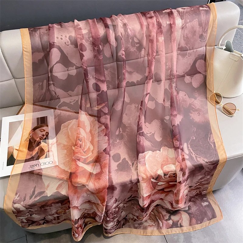 New Design Brand Scarf Fashion Small Broken Floral Bubble Chiffon Shawl Spring Autumn Wrap Hijabs Lady Pashmina Foulards Bandana