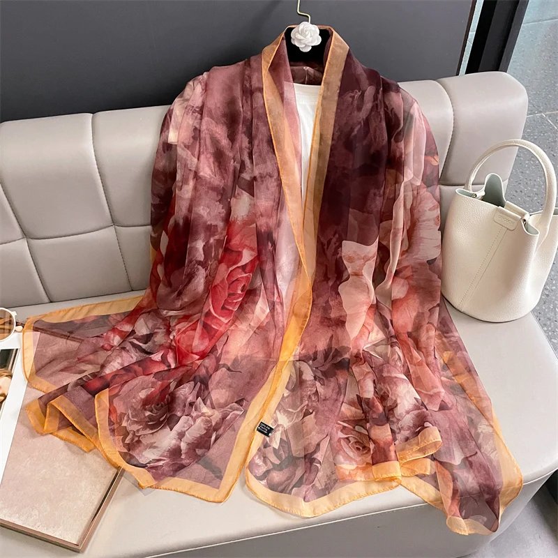 New Design Brand Scarf Fashion Small Broken Floral Bubble Chiffon Shawl Spring Autumn Wrap Hijabs Lady Pashmina Foulards Bandana